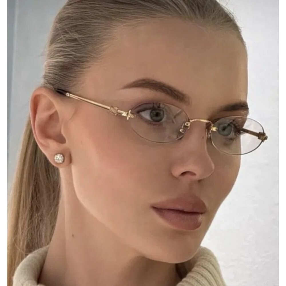 NEW MIU MIU MUA54S 5AK08N OVAL SUNGLASSES GOLD/CLEAR WOMEN MU A54S, SMU A54